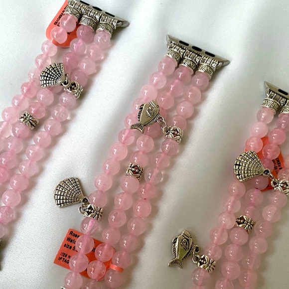 Rose Quartz Crystal Apple Watch Strap Bracelet Sil